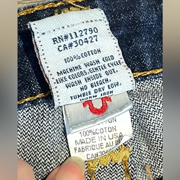 Vintage True Religion Jeans Snap Pocket Low Rise No Stretch Sz 26 Dark Blue USA - Picture 11 of 14
